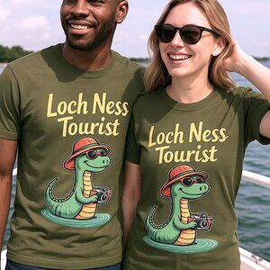 Loch Ness Tourist T-Shirt, Cute Nessie Graphic Tee, Unisex, Softstyle, Campy